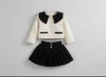 Ensemble Veste pour fille (4-5 ans) en Tweed Ivoire et Jupe Plissée Noire  | Princess Dz