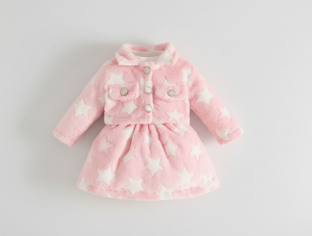 Pink Star Faux-Fur Jacket & Dress Set | Princess Dz